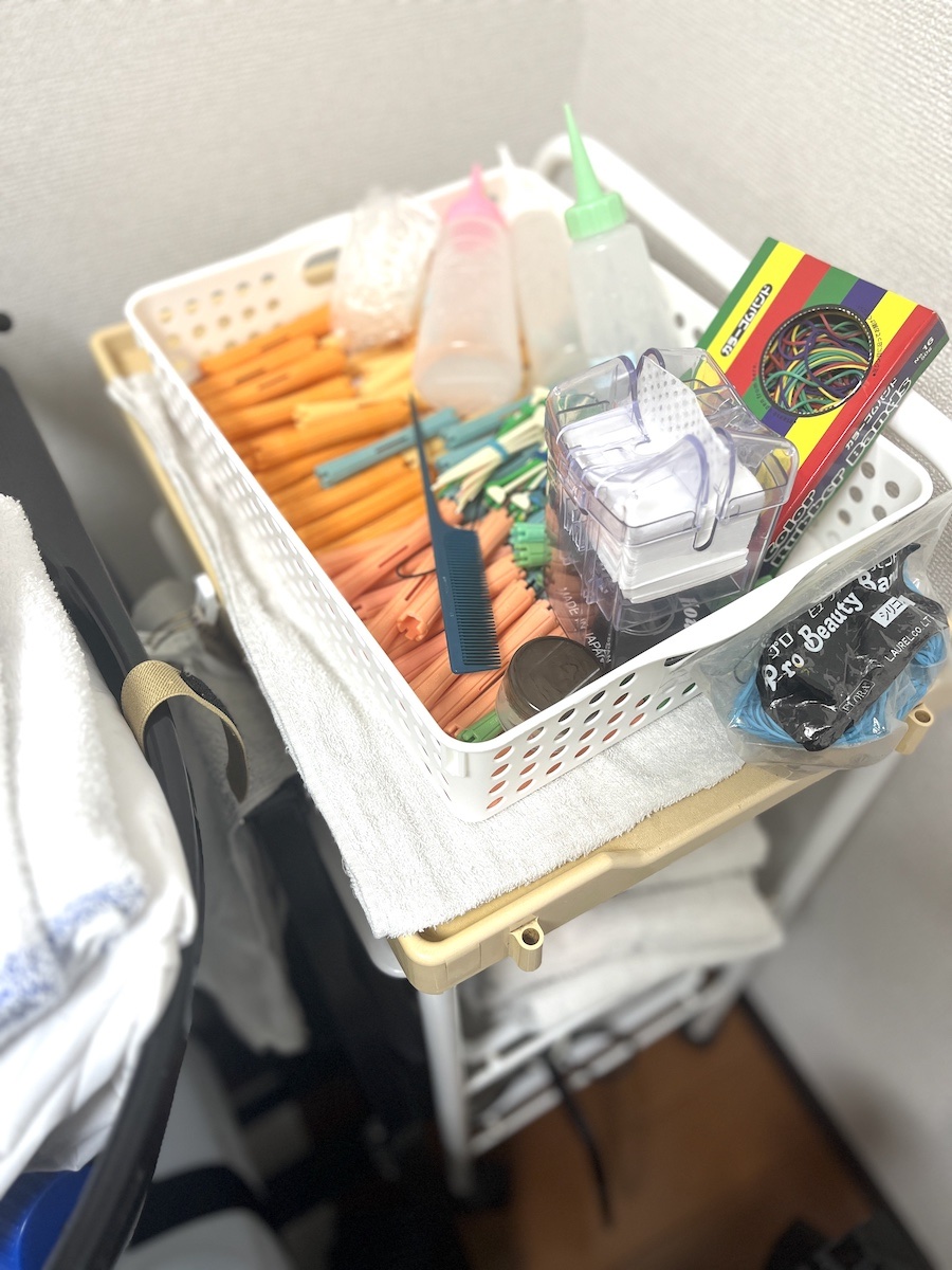 宮崎市　訪問美容 パーマ施術に必要な道具になります